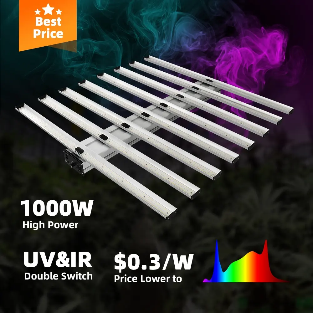 Thailand Free Shipping Hydroponics Led Grow Lamp Detachable Waterproof 1000W 8 Bars Strip Led Grow Light Bar Uv Ir Low Cost