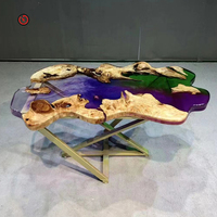 TT OEM & ODM dessus de table personnalisé meubles de salon table basse de luxe moderne en bois de résine époxy à bord vif