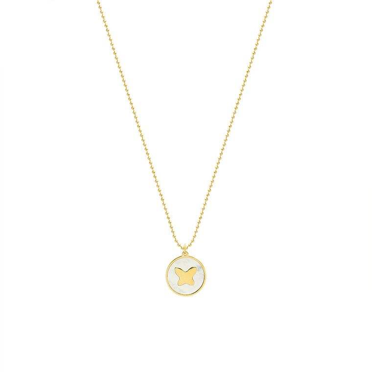 New 18K Gold Stainless Steel Beads Link Chain Necklace Sea Shell