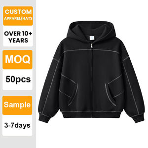 Custom Wholesale Embroidery Heavyweight Pullover Gradient Unisex Hoodie <b>Top</b> Quality Oversized <b>Zip</b> <b>Up</b> 400GSM Sweatshirt Jacket - Product Image 2