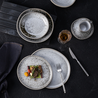 Assiette de Dîner en Céramique Gris Bleu de 11 Pouces, Sélection du Chef, en Grès, Compatible Lave-Vaisselle, pour Apéritifs et Plats Raffinés, Idéale pour Restaurants et Cafés