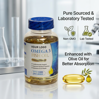 Complément alimentaire en gélules d'huile de poisson Oméga 3 à marque privée 1000mg EPA DHA pour le soutien de la santé cérébrale et immunitaire, fabrication OEM ODM