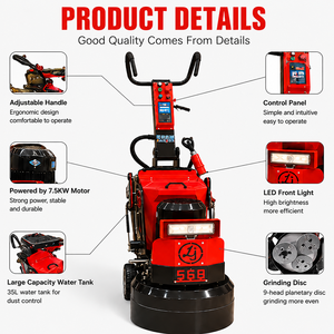 Lucidatrice <span class=keywords><strong>per</strong></span> Pavimenti LJ568 a 9 Teste con Supporto OEM, 7.5KW, Levigatrice a Secco e Umido da 550mm <span class=keywords><strong>per</strong></span> Lavori su Pavimenti in <span class=keywords><strong>Cemento</strong></span> ed Epossidici - Product Image 1