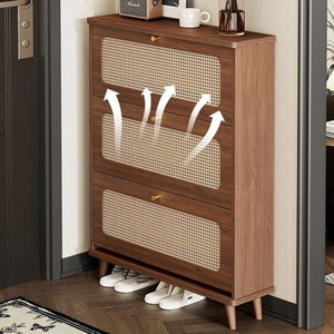 Zapatero de Madera Moderno, Minimalista y Sofisticado de Dos Niveles con Amplio Espacio de Almacenamiento, Perfecto <span class=keywords><strong>para</strong></span> la Entrada de la Sala de Estar - Product Image 5