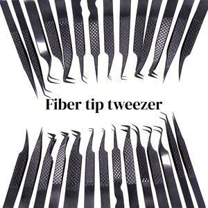 แหนบต่อขนตาปลายไฟเบอร์สีขาว ดำ เบจ แบรนด์ส่วนตัว โลโก้สั่งทำได้ แหนบต่อขนตาแบบวอลลุ่มปลายไฟเบอร์ แหนบต่อขนตาปลายไฟเบอร์ - Product Image 5