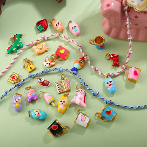 Cartoon Heart-Shaped <b>Miniature</b> Cup Pendant Copper Oil-Dripping DIY Jewelry For Necklace Making - Product Image 1