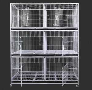 Gabbia di Lusso per Allevamento Cani e Gatti a 3 Livelli e 6 Porte, in Acciaio Tubolare Quadrato, Traspirante, in Confezione Box - Product Image 3