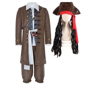 Medieval Vintage Brown Coat Jack Sparrow Cosplay Costume Unisex Halloween Renaissance Pirate <b>Gothic</b> Steampunk <b>Jacket</b> Dresses TV - Product Image 1