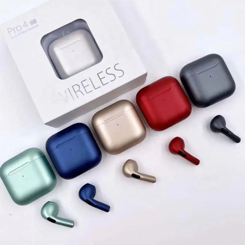 מתכת צבע Pro 4 TWS אלחוטי אוזניות BT מגע ספורט אוזניות סטריאו עבור iPhone שיאו mi הואה ווי אנדרואיד