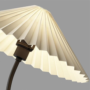 JACKSUN Minimalist Pleated <strong>Shade</strong> Sofa Fabric LED <strong>Floor</strong> <strong>Lamp</strong> Standing White Black Wood <strong>Lamp</strong> 1.6m <strong>for</strong> Living Room Bedroom - Product Image 4