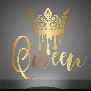Custom metal vinyl stickers decals crown queen pattern iron on transfer printing for t shirt