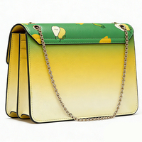 Sac à main en cuir PU de haute qualité pour femme, style vintage, grand format, design unique, 2026, OEM ODM, imprimé fruits personnalisé, couleur dégradée, avec chaînes