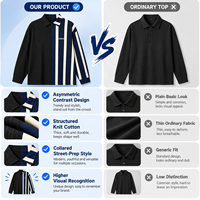 Sweat-shirts à manches longues pour hommes de marque premium avec logo brodé plat, style vintage, respirants, écologiques, effet délavé, T-shirts en blocs, ODM OEM