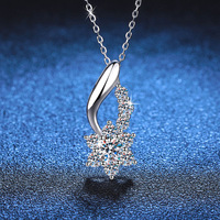 Collar de Plata de Ley S925 con Diamante Moissanita de 0.5 Quilates, Color D, Diseño de Girasol, Cadena para Clavícula, Joyería de Boda para Mujer