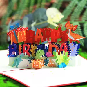 컬러 해피 공룡 인사말 3D 팝업 카드