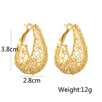 Boucles d'oreilles créoles en filigrane bohème, plaquées or délicat, bijoux de mode pour filles, boucles d'oreilles créoles larges et ajourées de luxe