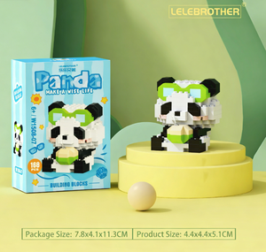 Panda mangeur <span class=keywords><strong>de</strong></span> pastèque en plastique ABS – Blocs <span class=keywords><strong>de</strong></span> construction micro – 160 mini-briques – Jouet pour assemblage créatif et présentation mignonne - Product Image 5