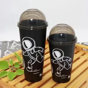 ホットホールセールテイクアウェイ500ml 700mlミルクセーキボババブルティープラスチックカップロゴ付きカスタムロゴプリント