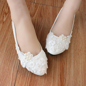 S5845F nuove scarpe da sposa di alta qualità eleganti e piatte da damigella d'onore bianche di grandi dimensioni <span class=keywords><strong>borse</strong></span> abbinate scarpe con tacco alto - Product Image 6