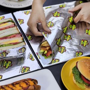 Papel de Aluminio Personalizado para Envolver Alimentos, Aislante, Impermeable, de Grado Alimenticio, para Hamburguesas, Pollo, Sándwiches, Comida Rápida - Product Image 1