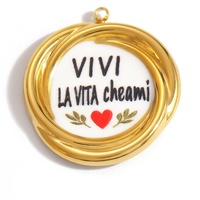 SUMMLY Ciondoli Vintage a Forma di Cuore Ovale Smaltato, Pendenti Geometrici in Acciaio Inossidabile con Scritta Italiana, per Creazione di Gioielli Fai-da-Te, Vendita all'Ingrosso