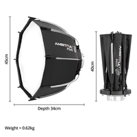 AMBITFUL Mini portabel 45cm untuk Softbox, dengan Bowens Mount Honeycomb Grid & lampu LED lepas cepat untuk Speedlite luar ruangan