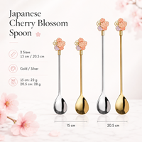 Sendok Baja Tahan Karat 304 Motif Bunga Sakura Jepang, Polesan Cermin Emas Perak untuk Hidangan Penutup, Kopi, Teh, Hadiah