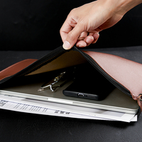 Sac de Rangement Portable en Cuir PU pour Téléphones et Tablettes, Format A4, avec Fermeture Éclair, Sacoche de Documents pour Hommes et Femmes