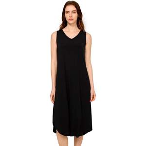 ชุดนอนแขนกุดผู้หญิง ผ้าใยไผ่นุ่ม คอวี ชุดนอนผ้าไผ่ ชายโค้งมน ชุดนอนผู้หญิงเนื้อนุ่ม - Product Image 1