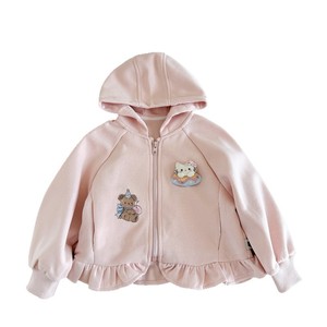 Girls Coat Spring Autumn Hooded Cute Floral Trimmed Edge Outerwear For Kids - Product Image 3