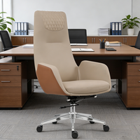 Chaise de bureau ergonomique pivotante en cuir, mobilier de bureau, chaise de direction à dossier haut, ensemble chaise de bureau et bureau d'ordinateur