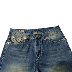 Jeans Authentic <span class=keywords><strong>Faith</strong></span> para Hombre de Verano Estilo Hip Hop Acampanados de Mezclilla Tejida, Corte Recto Holgado y Extra Grande con Gran Buda - Product Image 3