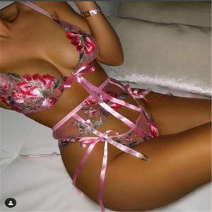 Cryptographic <b>Sheer</b> Lace Sexy Lingerie Set Women <b>Bralette</b> Bra and Panty Set Thong Lingerie See Through Underwear R1485 - Product Image 4