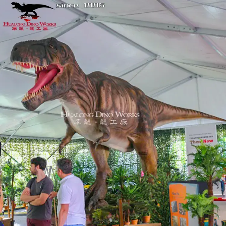 Exposición de dinosaurios en interiores, gran modelo de dinosaurio animatronic T Rex con movimiento