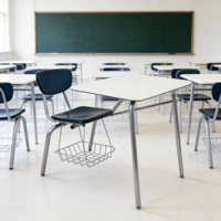 Ensemble Chaise et Bureau Modernes pour Salle de Classe, avec Tiroir de Rangement Intégré, Empilable, pour Collège et Salle de Sport, Mobilier Commercial en Acier