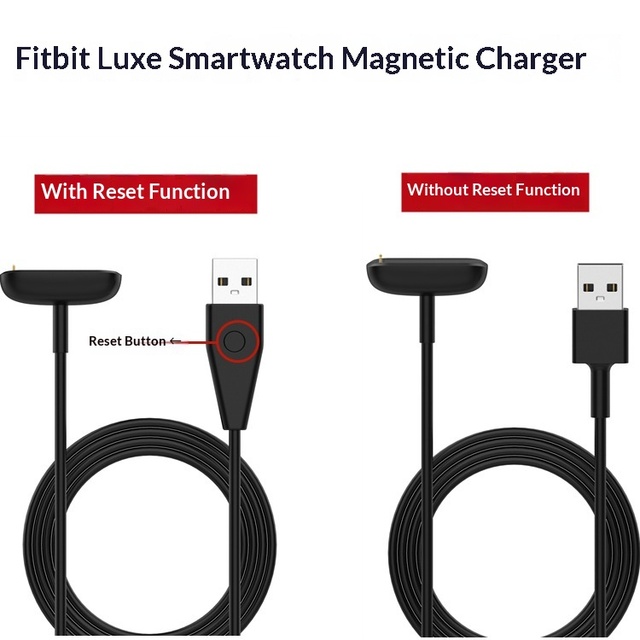 Magnetic USB-A Charger Cable with Reset Button for Fitbit Charge 6 / Charge 5 / Luxe, Smart Recognition, 0.5m/1m Optional