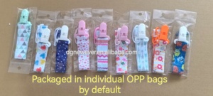 Lot de 3 attaches-sucettes pour bébé en tissu polyester, sans BPA, de qualité alimentaire, avec chaîne en carton et clip en coton, design coloré et mignon - Product Image 3