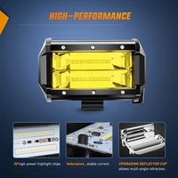 Barre lumineuse LED jaune 5 pouces 72W tout-terrain 3000K 12V 24V, éclairage de travail LED ambre pour VTT 4X4 UTV bateau auto camion voiture, feux antibrouillard LED