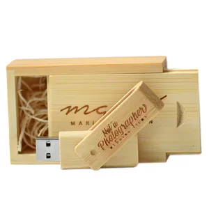 Бесплатные образцы, поворотный деревянный USB-3,0 флеш-накопитель 64 ГБ, флеш-накопитель для хранения данных, флешка с коробкой, usb-диск