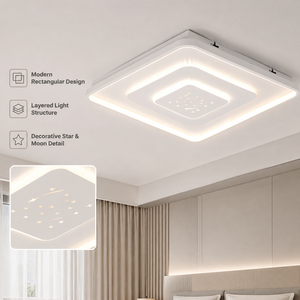 Lámpara de Techo LED Cuadrada Moderna, Superficie de Hierro Acrílico, Montaje en Superficie, Tricolor, Decoración para Dormitorio, Sala de Estar, Hogar, Interior - Product Image 2