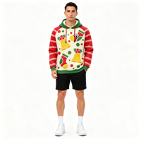Sweat à capuche pour homme en polyester avec sublimation personnalisée, motif clochette, impression intégrale 3D pour les fêtes de Noël