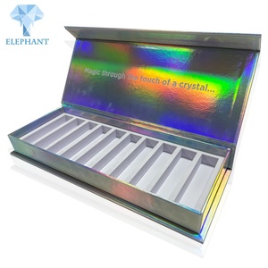 Flip Top Rigid Cardboard <b>Silver</b> Holographic Nail Polish Rectangle Magnetic Packaging <b>Box</b> - Product Image 1