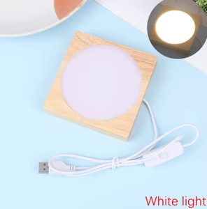 Vuông gỗ ánh sáng cơ sở bằng gỗ LED ánh sáng hiển thị đứng giữ đèn Đèn căn cứ trang trí ánh sáng ban đêm cơ sở 10cm - Product Image 3