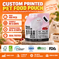 Sac d'emballage personnalisé pour aliments pour animaux de compagnie 2,5 kg avec poignée ergonomique, bec verseur et fermeture éclair, pochette verticale pour aliments secs pour chiens et chats