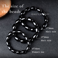 Bracelet en perles d'agate noire naturelle en gros, fait main, pierre énergétique, cristal neutre, simple tour, tendance mode moderne