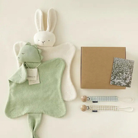 Vente en gros de douillette personnalisée pour nouveau-né câlin doux en mousseline de coton couverture de sécurité pour bébé coffret cadeau pour fête prénatale