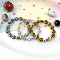 Bracelet à breloques en perles élastiques en verre cristal facetté en forme de cœur, doux et romantique, coloré, cadeau de bijoux pour la Saint-Valentin