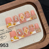 186-190 fait à la main Kitty canard presse sur les ongles 10 pièces réutilisables acrylique faux ongles modèle carré artificiel