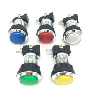 33mm Small Round Chrome Illuminated Push Buttons with LED 12V Plastic Microswitches for Coin Operated Arcade <b>Game</b> <b>Machines</b> - Product Image 1