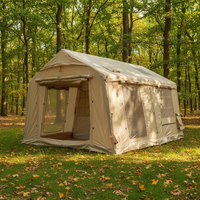 Tente gonflable à trois portes et deux puits de lumière en tissu Oxford 420D avec pompe manuelle, imperméable et respirante, tente de glamping